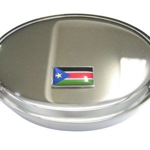 Thin Bordered Republic of South Sudan Flag Oval Tr